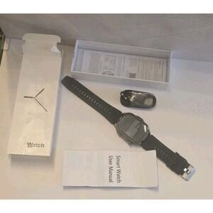 New Lige Milatary Smart Watch With Box Manuel And Charger Black Silicone Strap